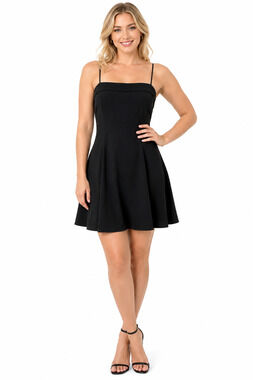 JR Nites Petites Caliendo Vintage 90s USA Made Black Slip Dress Satin Trim 8